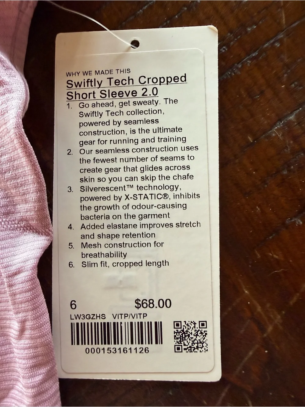 Lululemon Swiftly Tech Light Pink Crop Top